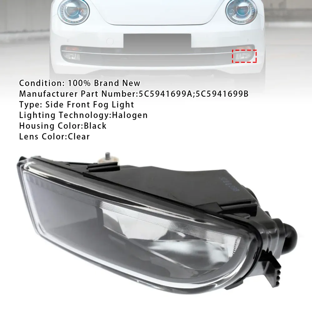 2012-2016 VW Beetle 1 PCS Front Bumper Luz de nevoeiro esquerdo com lâmpada 5C5941699A