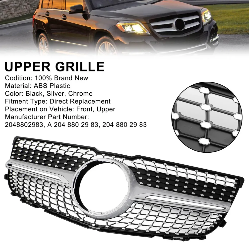 2013-2015 Mercedes Benz x204 GLK Classe Front Front Frilhe Grill Diamond