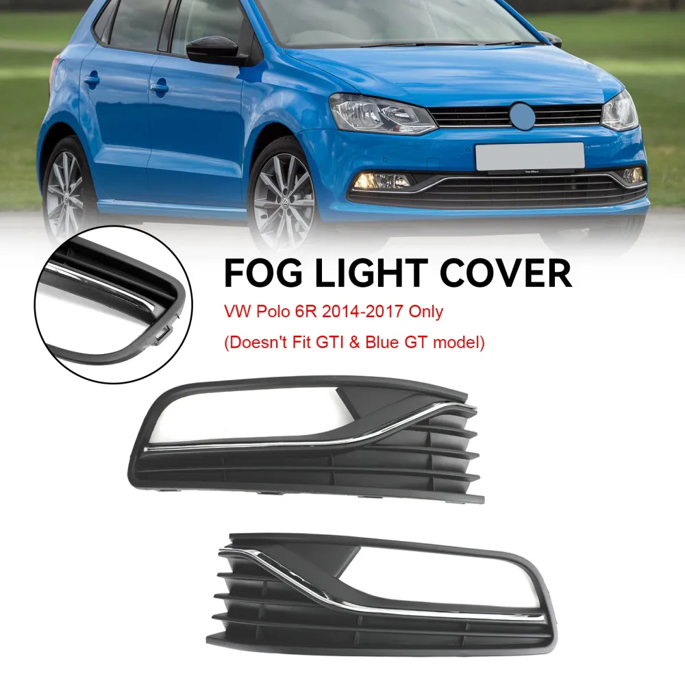2014-2017 VW Polo 6r Par de pára-choques dianteiro de neblina da grade de capa de luz de nevoeiro