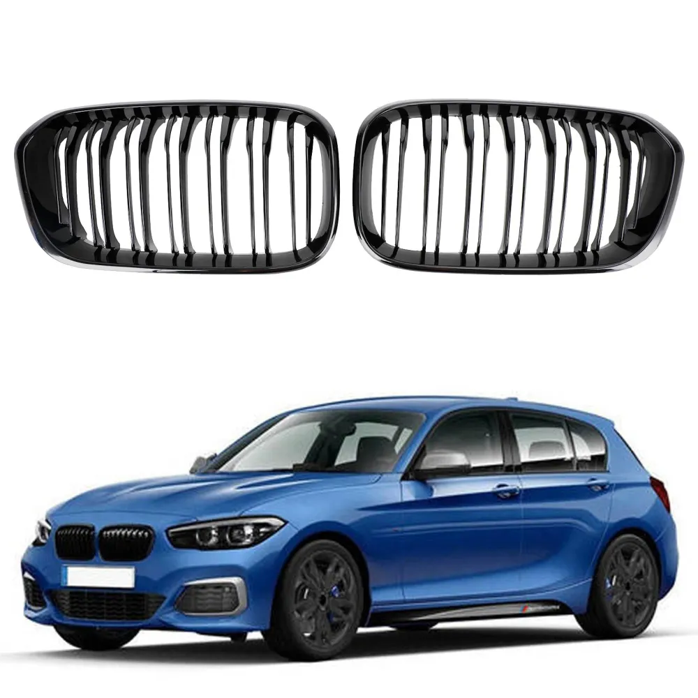 2015-2017 BMW 1 Série F20 F21 Grila de rim da frente dupla preta preta