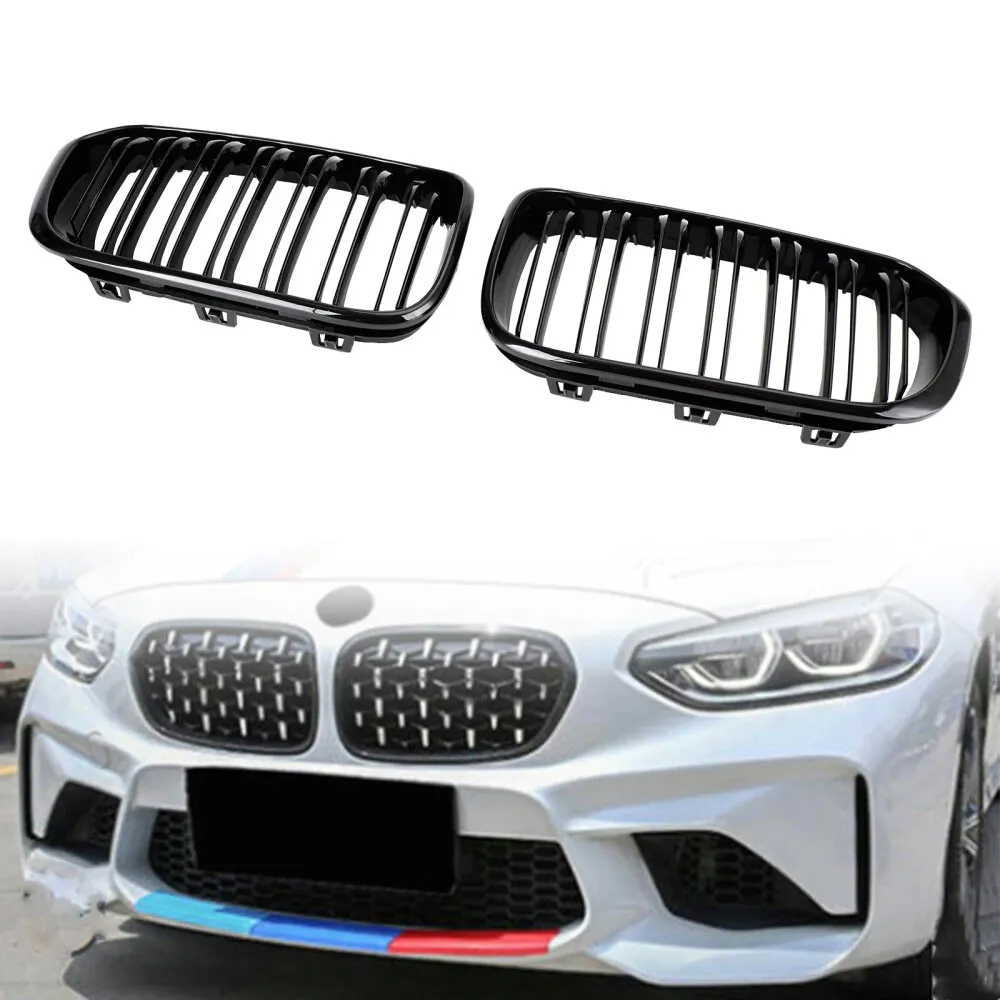 2015-2017 BMW 1 Série F20 F21 Grila de rim da frente dupla preta preta