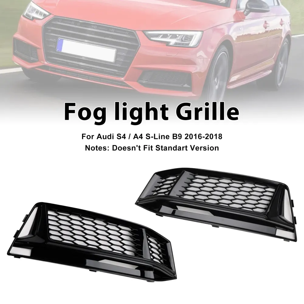 2016-2018 Audi A4 B9 S-line S4 2PCS Fog Cover Grille Grill