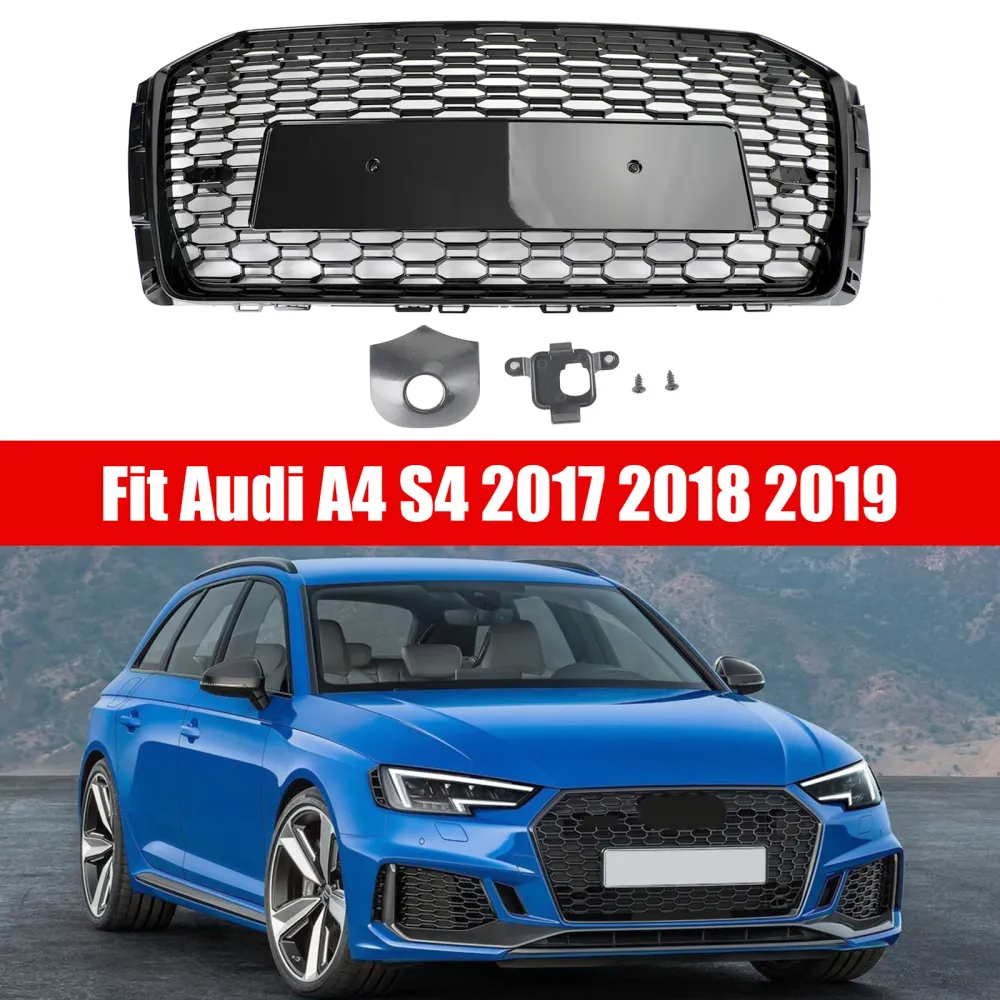 2017-2019 AUDI A4/S4 B9 RS4 MONOMB MASH MASH HEX GRILLE BLACK BLACK