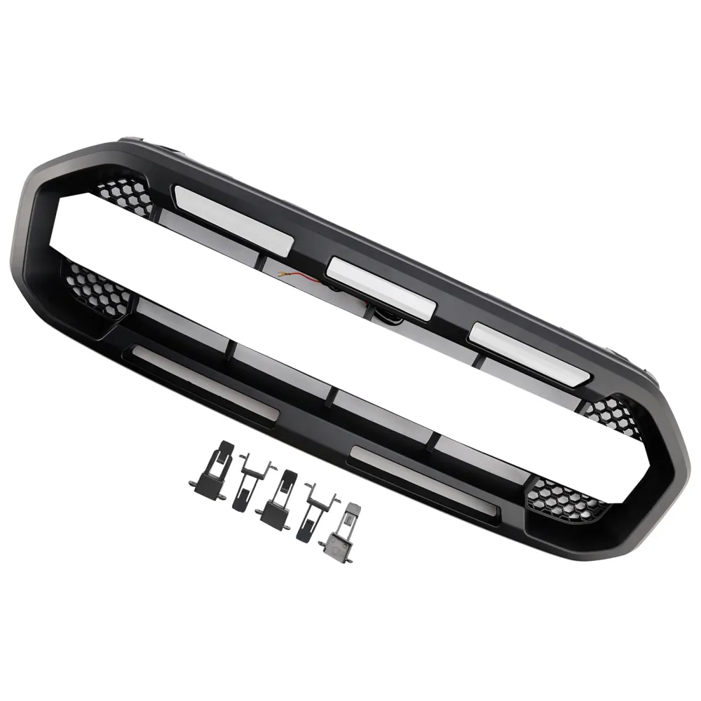 2019 2020 2021 2022 2023 Ford Ranger com White LED Raptor Raptor Front Bumper Grill Black