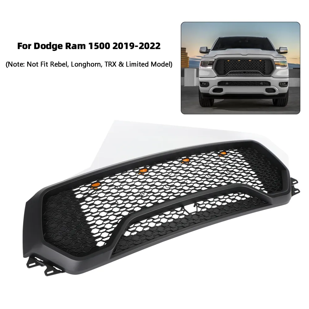 2019-2022 Dodge Ram 1500 TRX LED LED Honeycomb Grade do capô superior