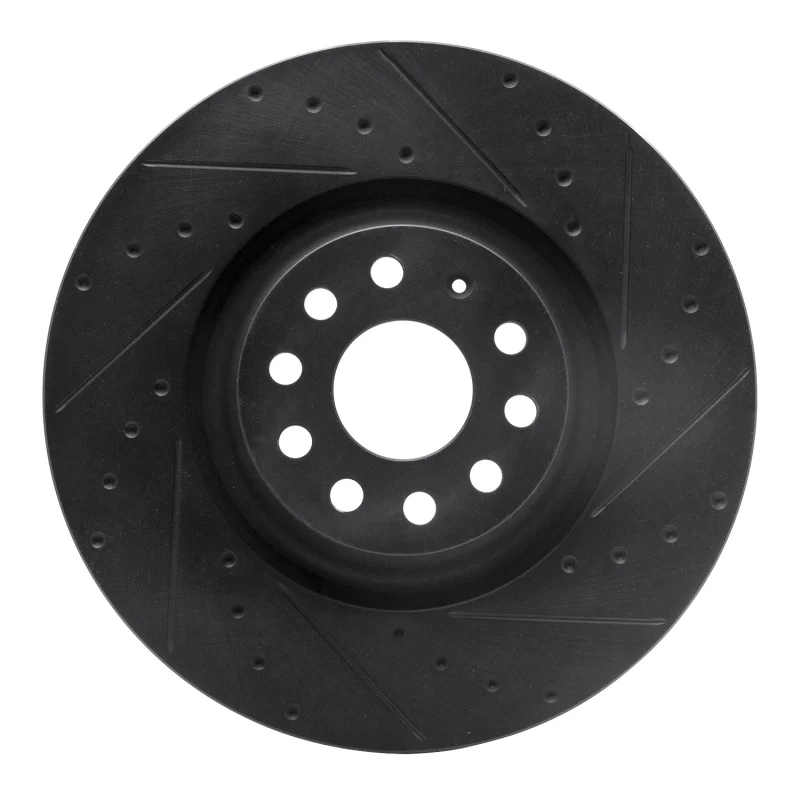 R1 2022+ Volkswagen GTI Mk 8 Front Right Drilled & Slotted Black Brake Rotor