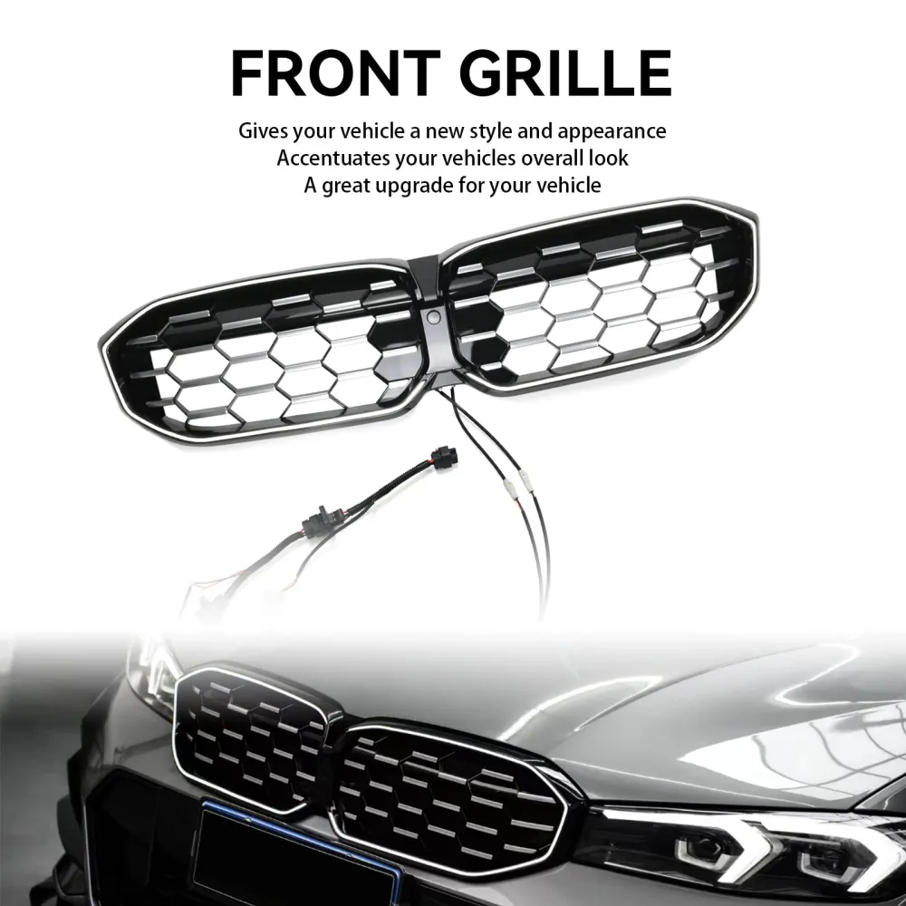 2023-2024 BMW 3 Série G20 G28 Diamond Black Silver Front Front Grille Mesh