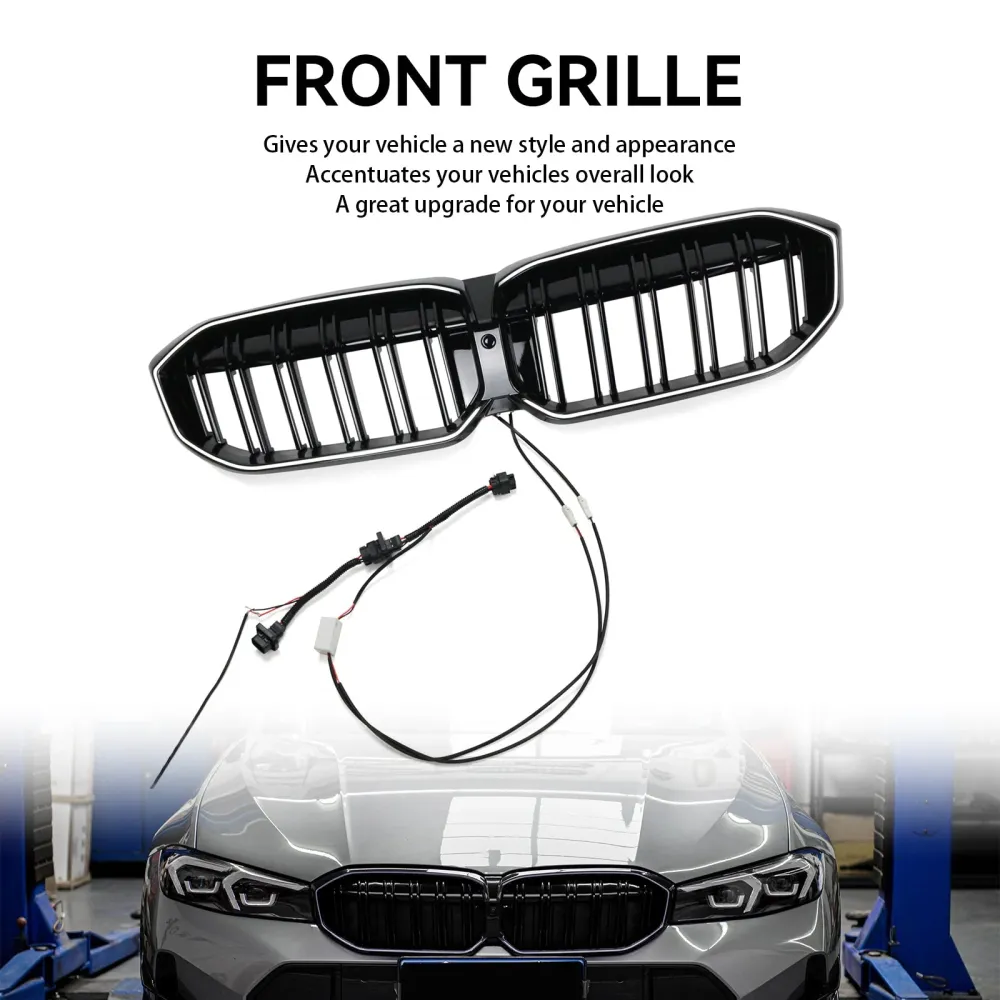 2023-2024 BMW 3 Série G20 G28 Grade de rim dianteiro Mesh Double Line Black