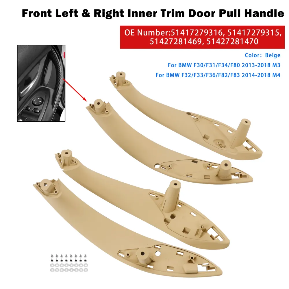 4PCS Beige Inner Trim Door Pull Handle BMW F30 F80 F31 F32 F33 F35 M3