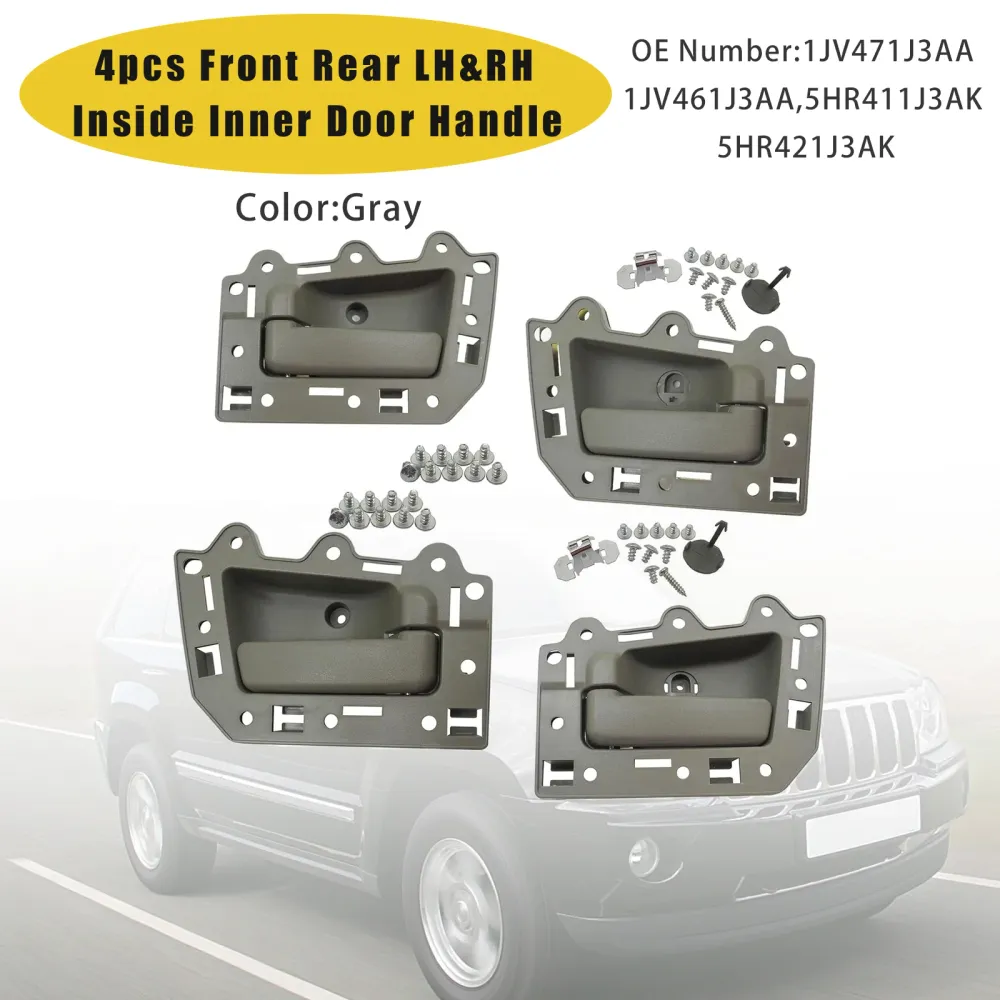 4pcs Front Rear LH&RH Inside Inner Door Handle Gray Jeep Grand Cherokee 2005-2011