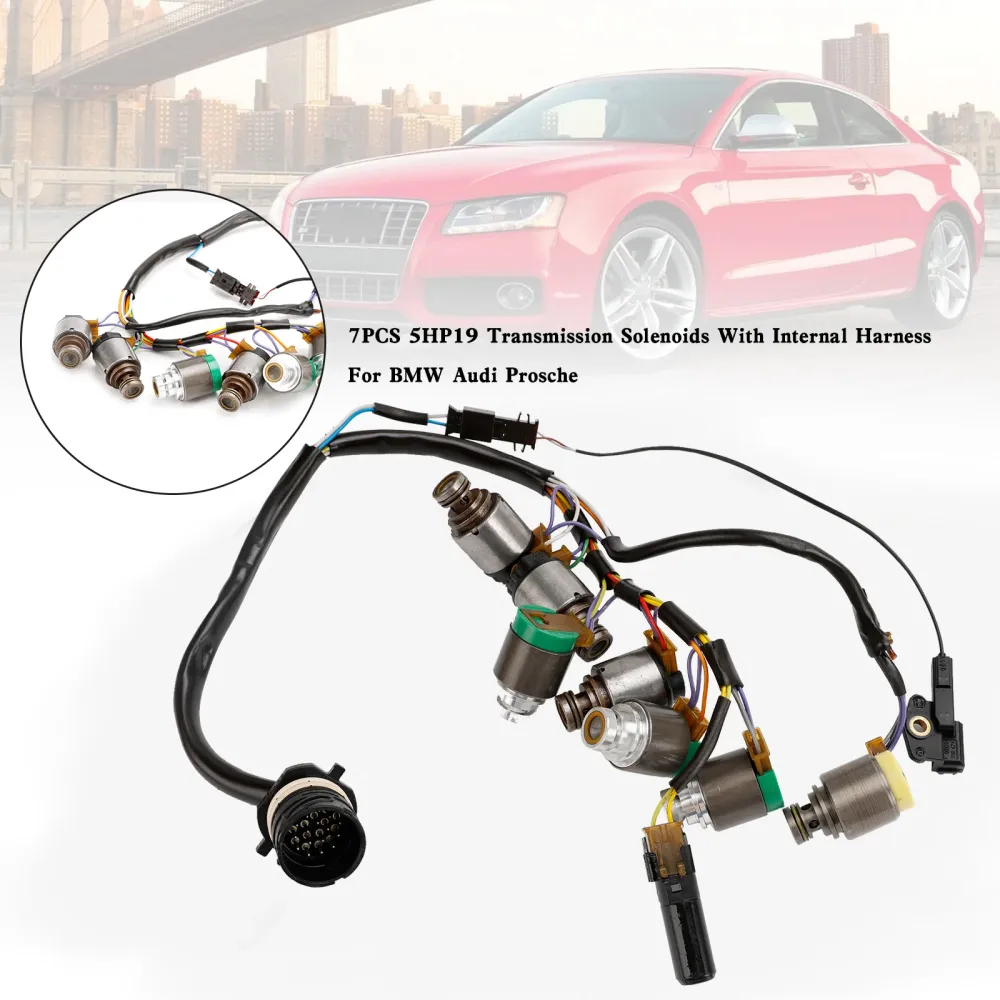 7pcs 5hp19 solenóides de transmissão com arnês interno para BMW Audi Porsche