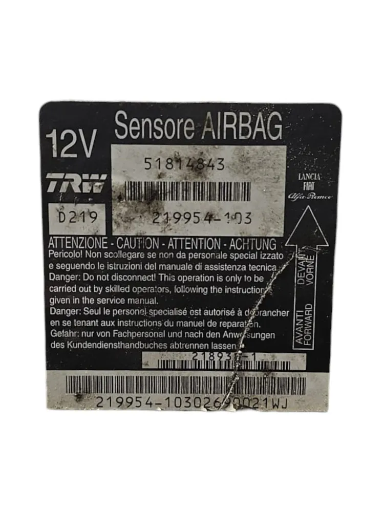Airbag Fiat Croma Cod Control Unit: 51814843 (2005-2010)