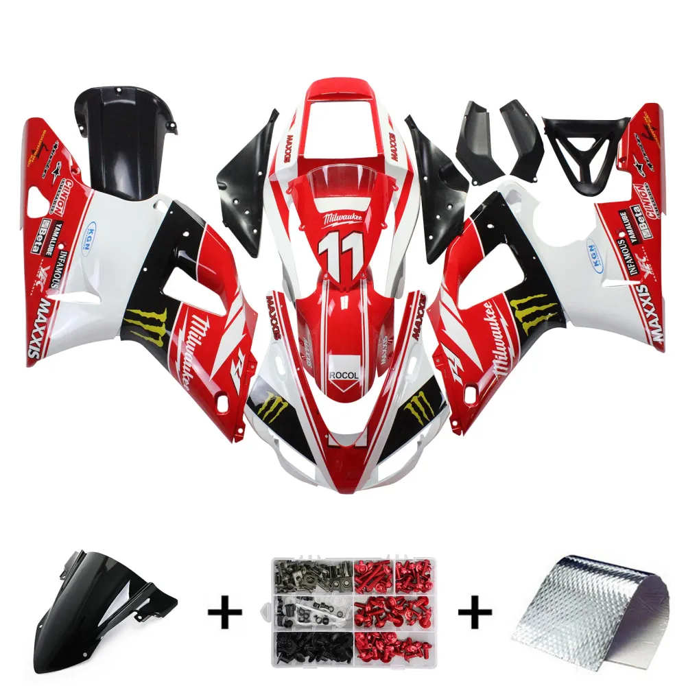 1998-1999 Yamaha YZF 1000 R1 Kit de carenagem de injeção de injeção Plástico ABS #109 Amotopart