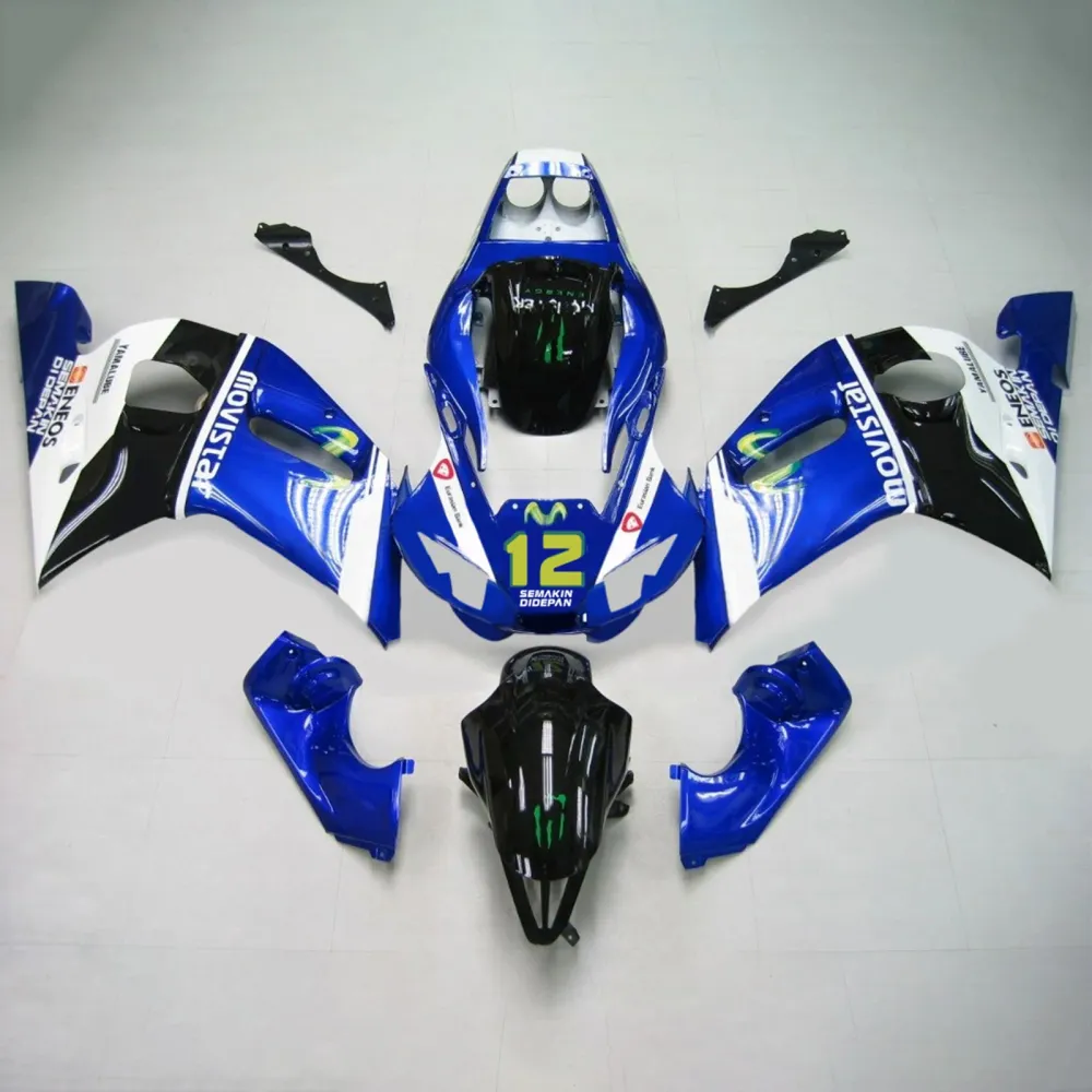 1998-2002 Yamaha YZF 600 R6 Kit de carenagem de injeção Plástico ABS #128 Amotopart