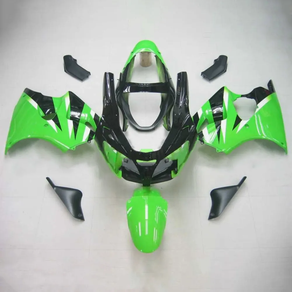 2000-2002 Kawasaki ZX6R Fansing Black Green Kit Amotopart