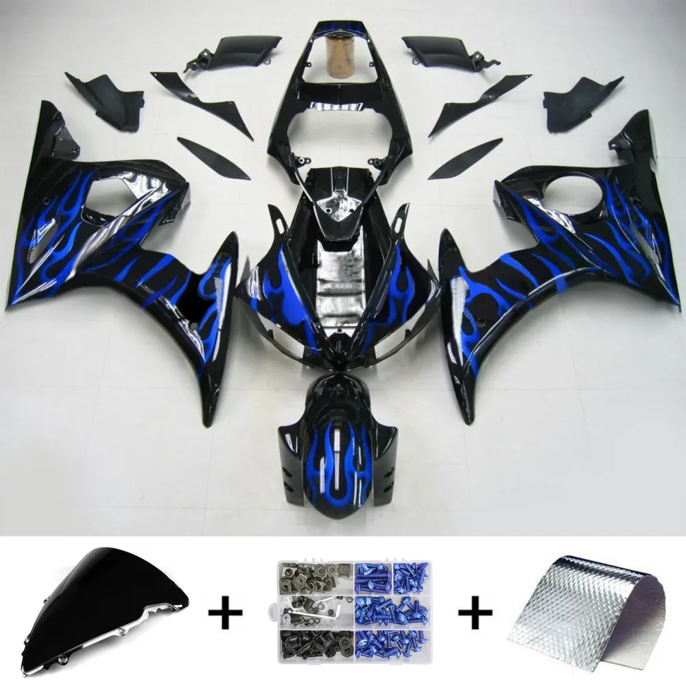 2003-2004 Yamaha YZF 600 R6 R6S Kit de carenagem de injeção de injeção Plástico ABS #158 Amotopart