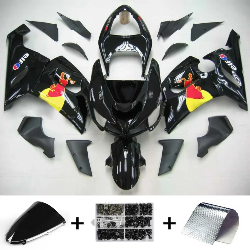 2005-2006 Kawasaki ZX6R 636 Kit de carenagem de injeção Plástico ABS #144 Amotopart