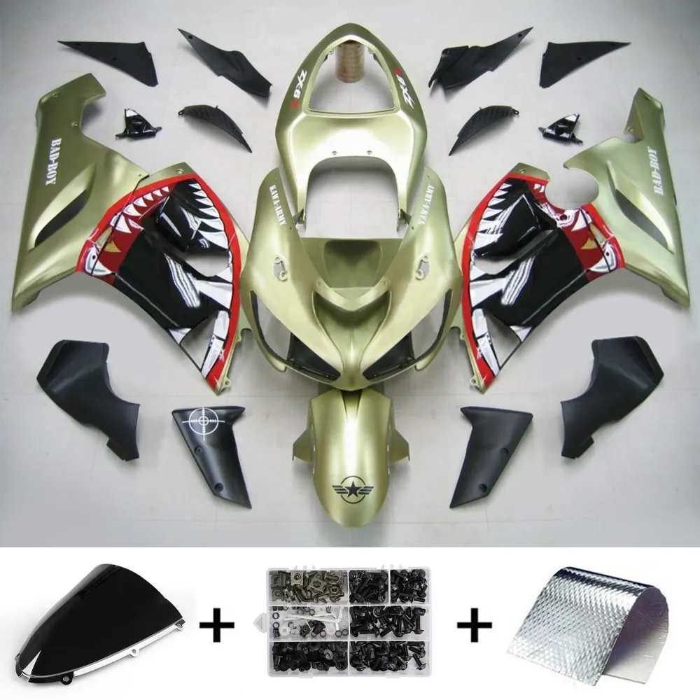 2005-2006 Kawasaki ZX6R 636 Kit de carenagem de injeção de AMOTOPT ABS PLÁSTICO DE PLÁSTICOS #119 Amotopart