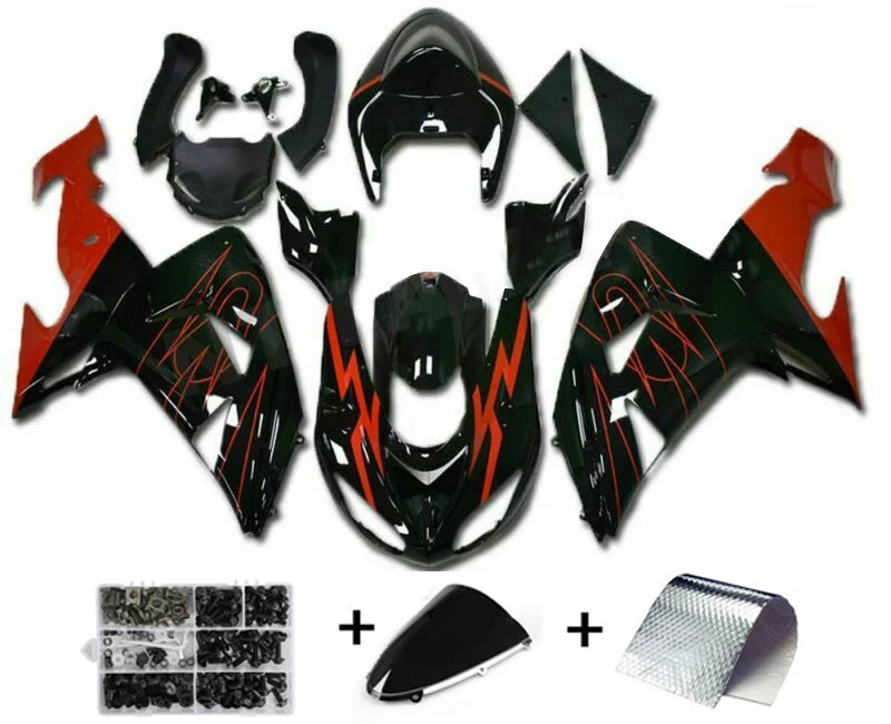 2006-2007 Kawasaki ZX10R Fansinging Red Plástico preto preto Amotopart