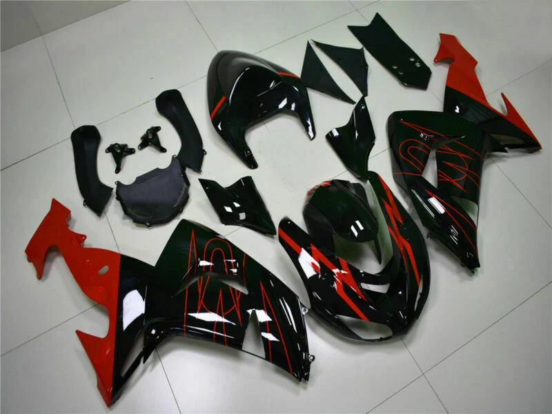 2006-2007 Kawasaki ZX10R Fansinging Red Plástico preto preto Amotopart