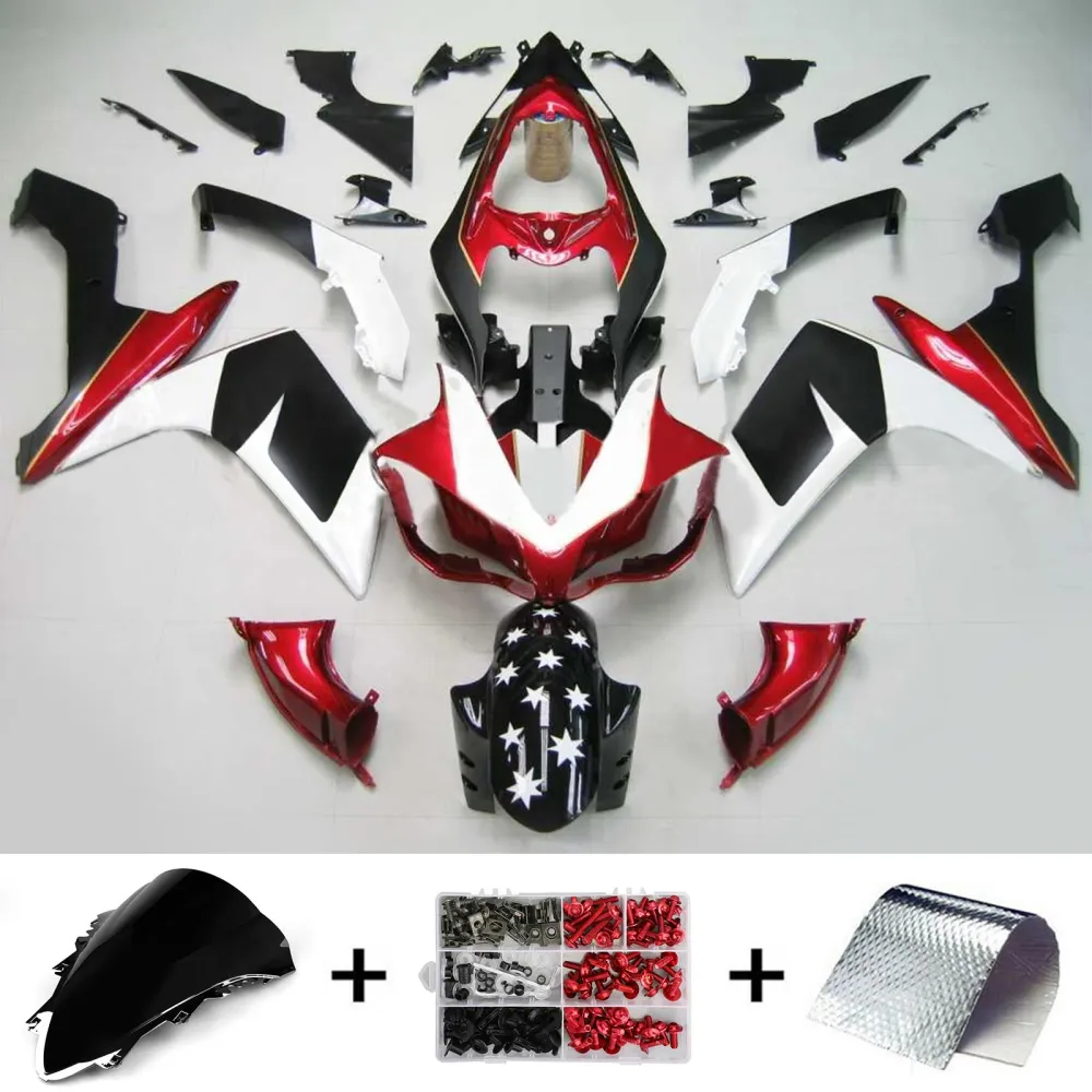 2007-2008 Yamaha YZF 1000 R1 Kit de carenagem de injeção Plástico ABS #114 Amotopart