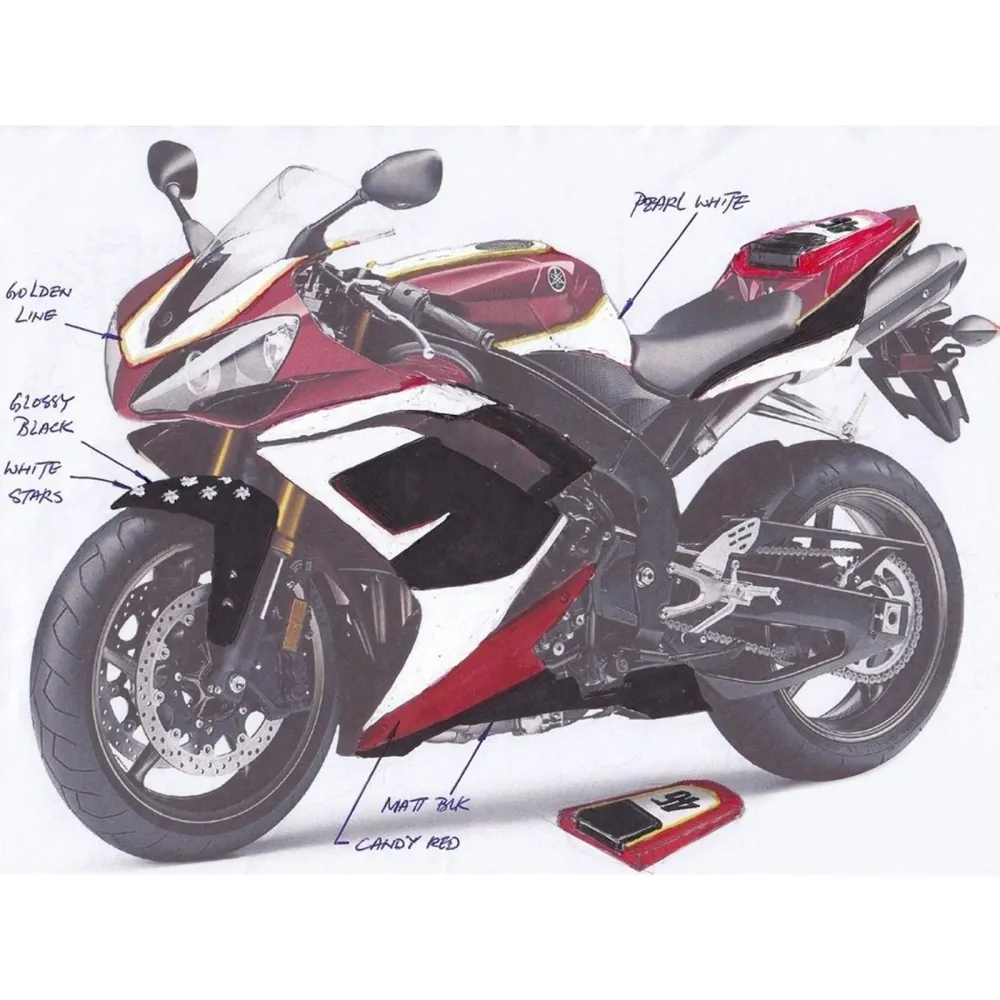 2007-2008 Yamaha YZF 1000 R1 Kit de carenagem de injeção Plástico ABS #114 Amotopart