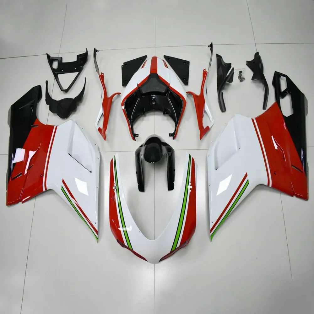 2007-2011 Ducati 1098 1198 848 Kit de carenagem branca vermelha Amotopart