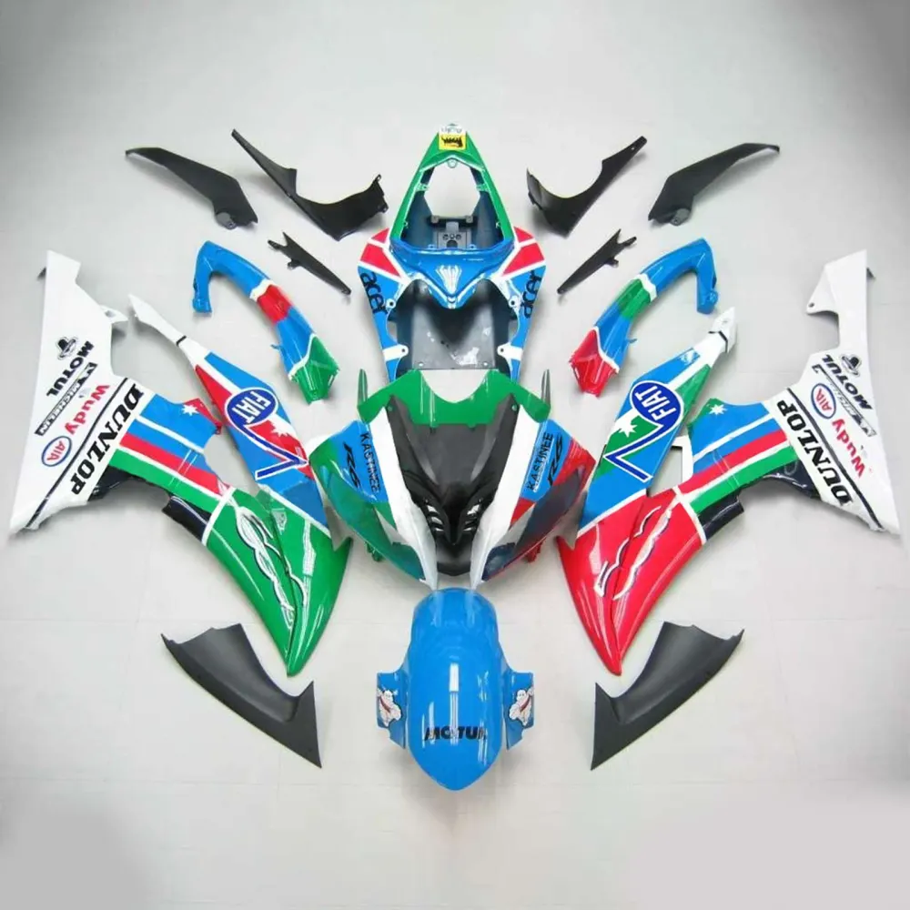 2008-2016 Yamaha YZF 600 R6 Kit de carenagem de injeção de injeção Plástico ABS #107 Amotopart