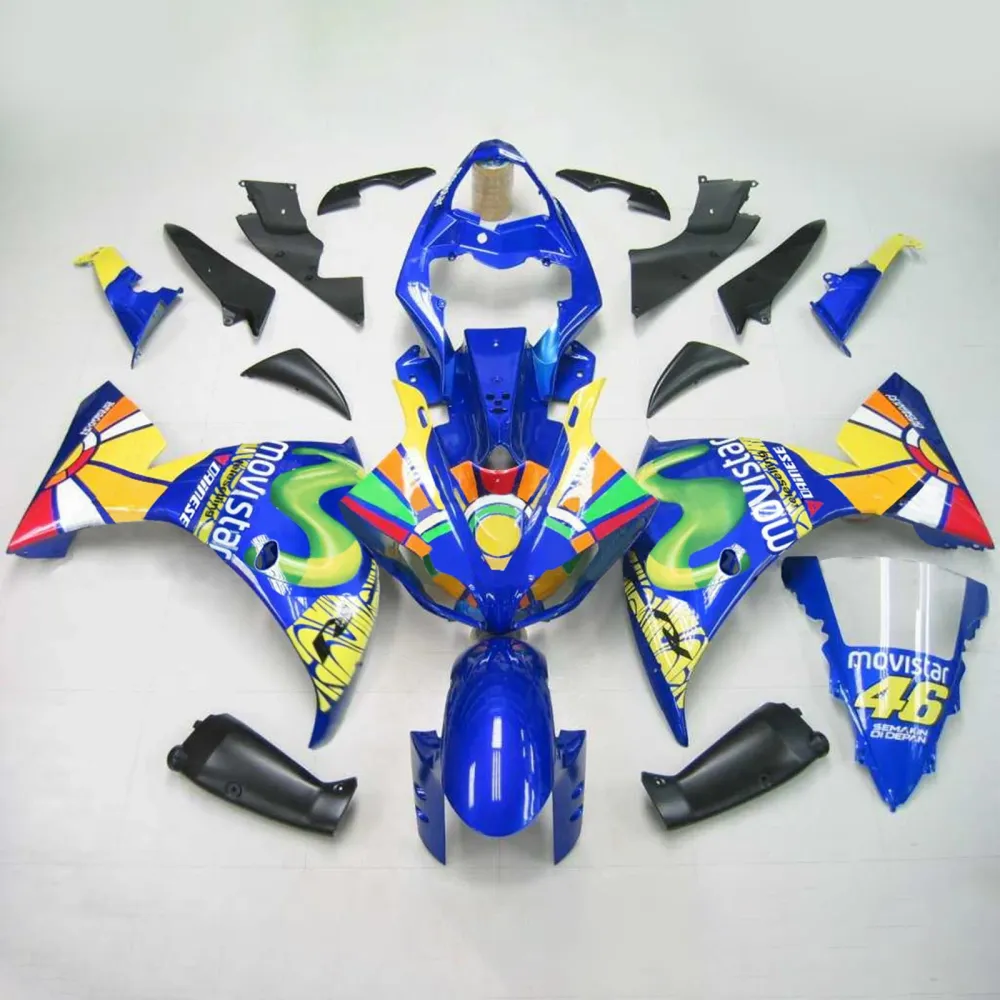 2009-2011 Yamaha YZF 1000 R1 Kit de carenagem de injeção Plástico ABS #110 Amotopart