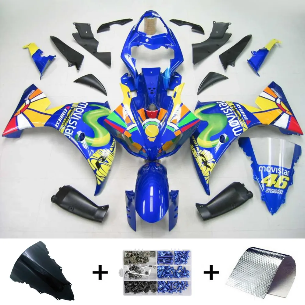 2009-2011 Yamaha YZF 1000 R1 Kit de carenagem de injeção Plástico ABS #110 Amotopart