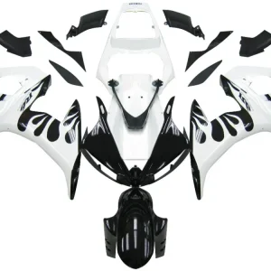 Yamaha R6 2003-2004 & Carenagem YZF R6S 2006-2009 Branca&Kit Chama Negra Amotopart