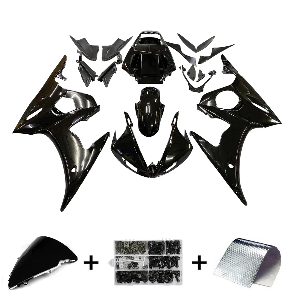 Yamaha R6 2003-2004 & Kit de carenagem preta YZF R6S 2006-2009 Amotopart