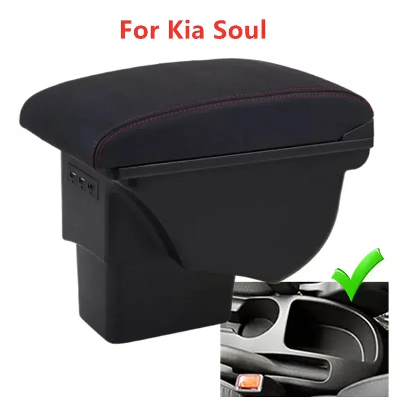 Apoio de braço do console central Premium 3 portas USB Kia Soul 2010 2014