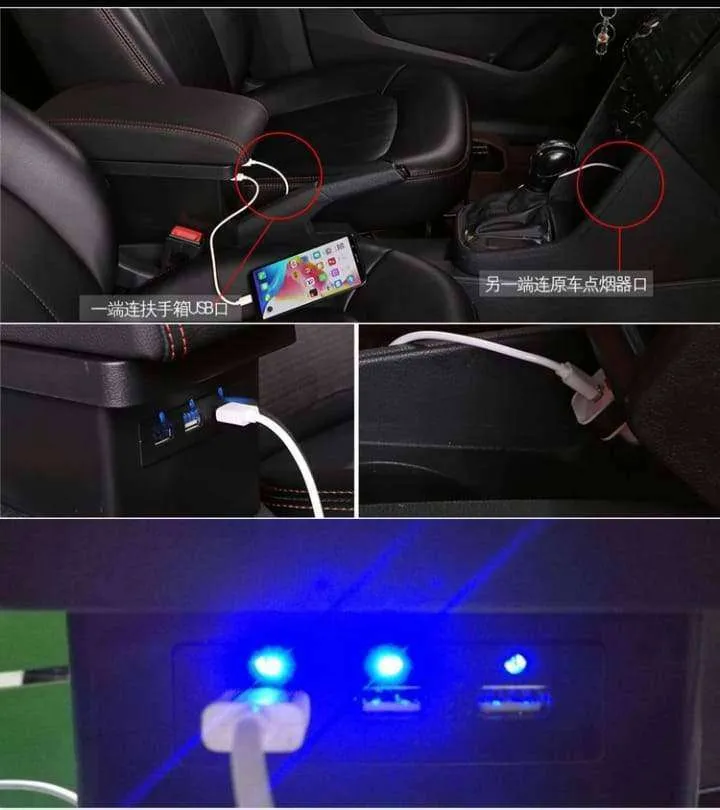Apoio de braço do console central Premium 3 portas USB Kia Soul 2010 2014