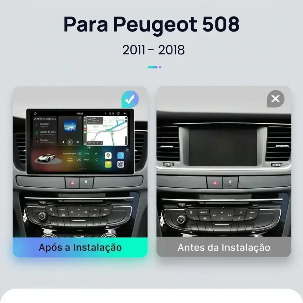 Autorádio Plus 2K CarPlay Sem Fios BKAP 7870 V3 PLUS – Peugeot 508/508SW (2011-2018) | Android Auto | QLED 2K | 8+256GB |...