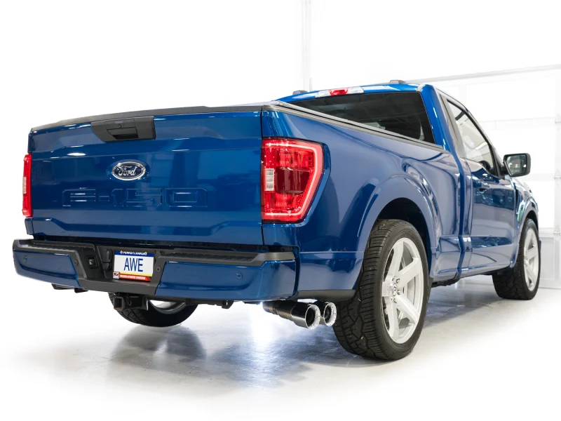 AWE 21-25 Ford F150 (14th Gen Reg Cab) Cat-Back Exhaust - 4.5in Dual Side Exit Chrome Tips