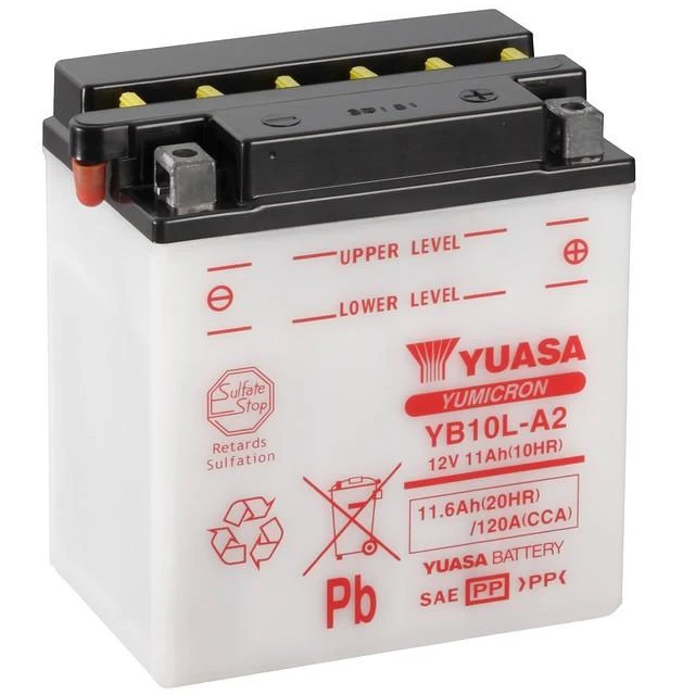 Bateria YB10L-A2 Yuasa combipack com eletrólito