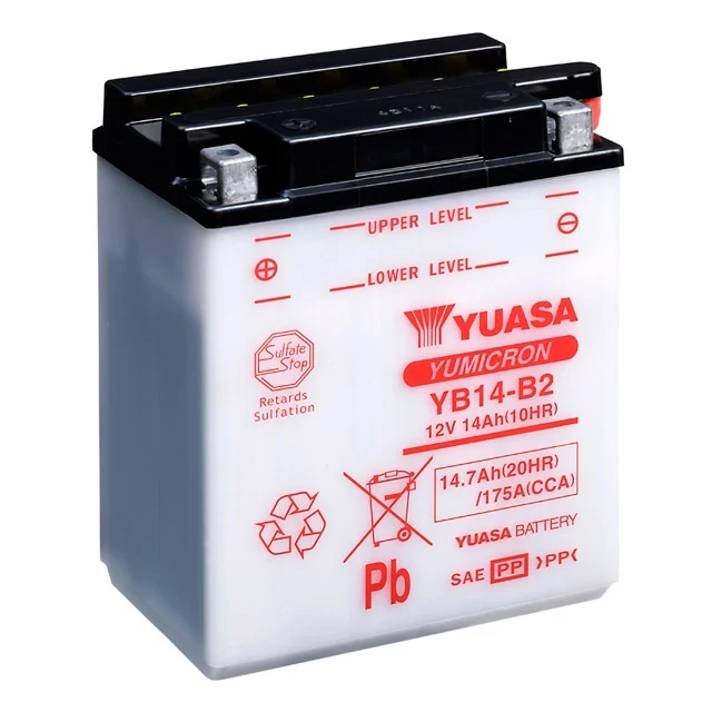 Bateria YB14-B2 Yuasa Combipack com eletrólito
