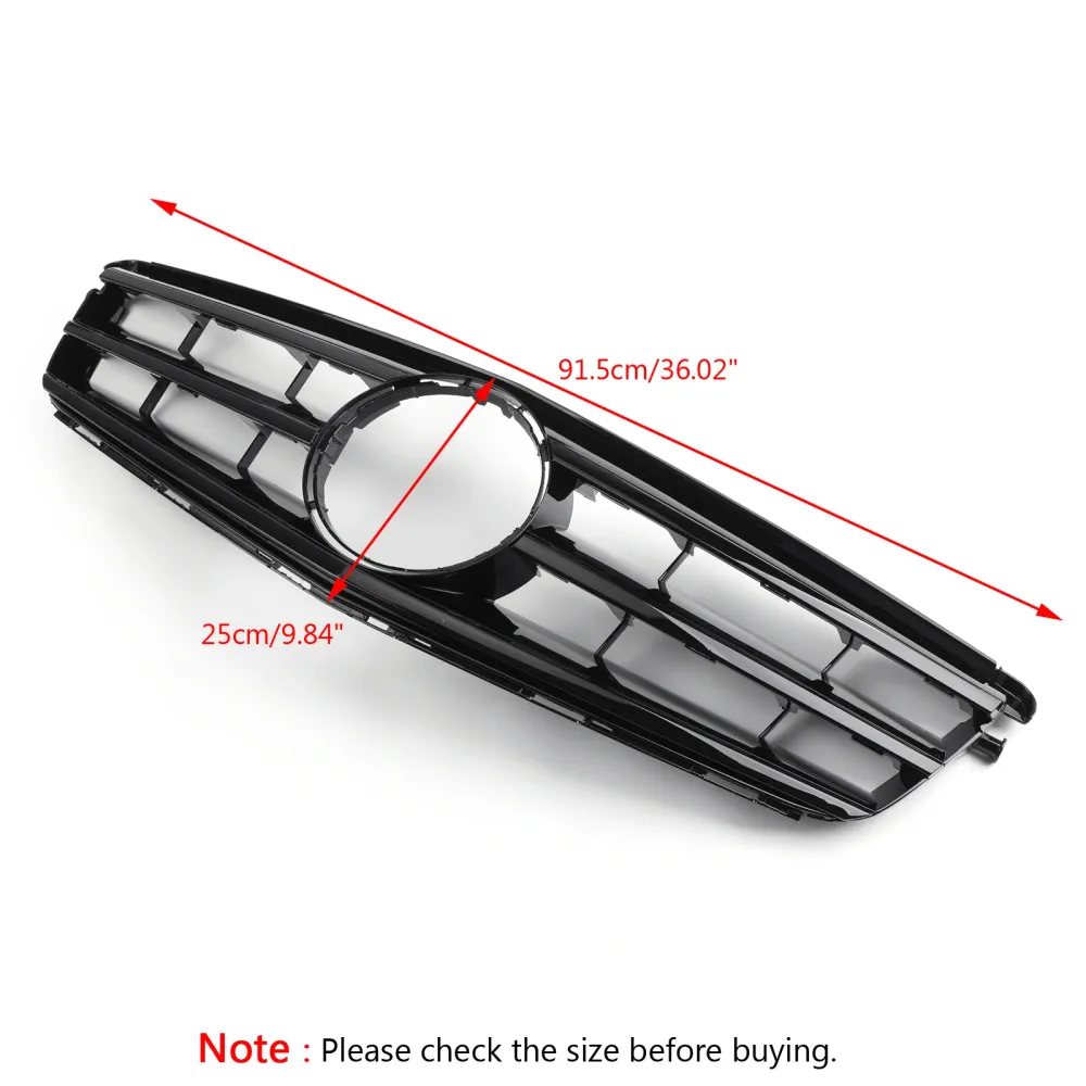 Benz Classe C 2008-2014 W204 Grade dianteira preta com emblema LED C300/C350 Genérica