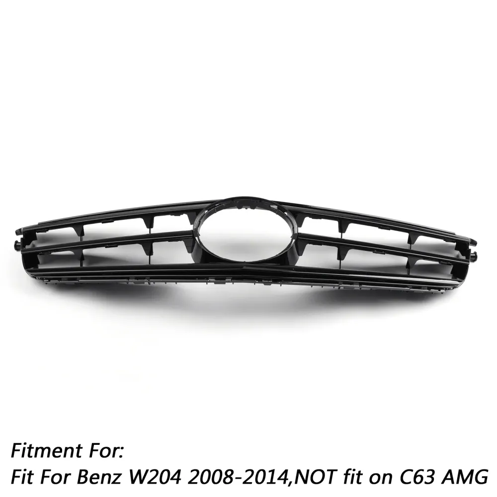 Benz Classe C 2008-2014 W204 Grade dianteira preta com emblema LED C300/C350 Genérica
