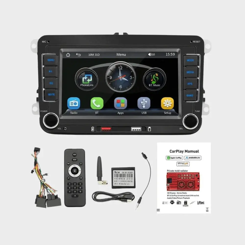 BKAP F9070C 2 DIN 7" Ecrã Tátil Android Auto CarPlay Bluetooth USB Preto