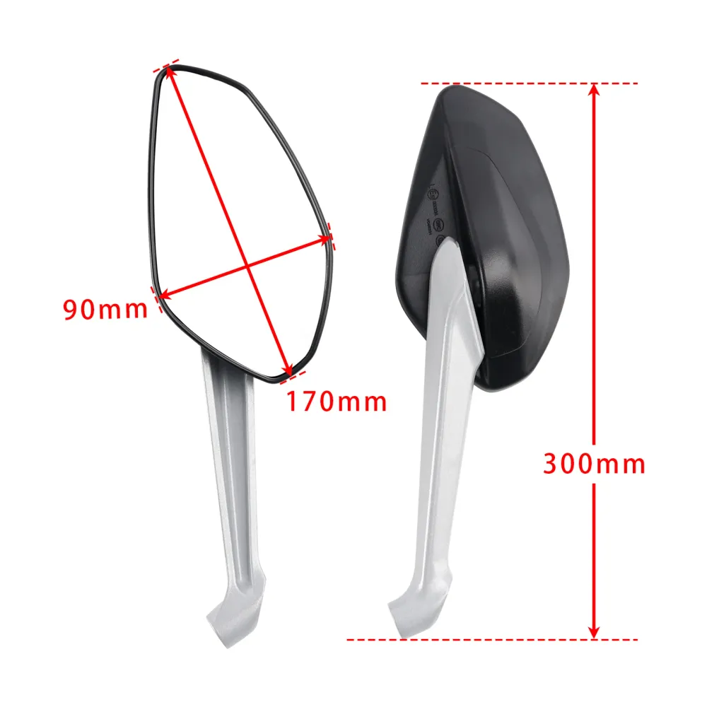 Black Par Mirrores de vista traseira para Ducati Monster 797 821 Stripes 1200 s 2014-2017