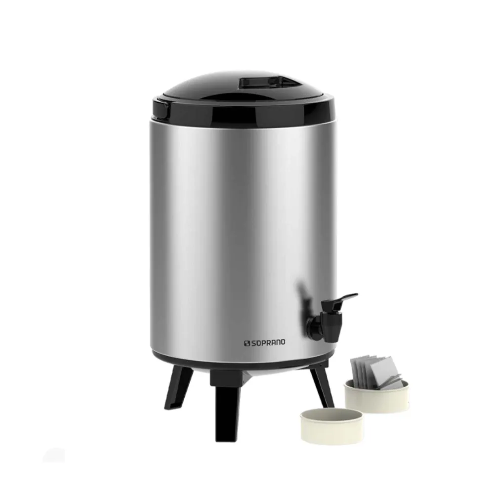 Botijão Térmico Inox 9,5 Litros Preto Soprano