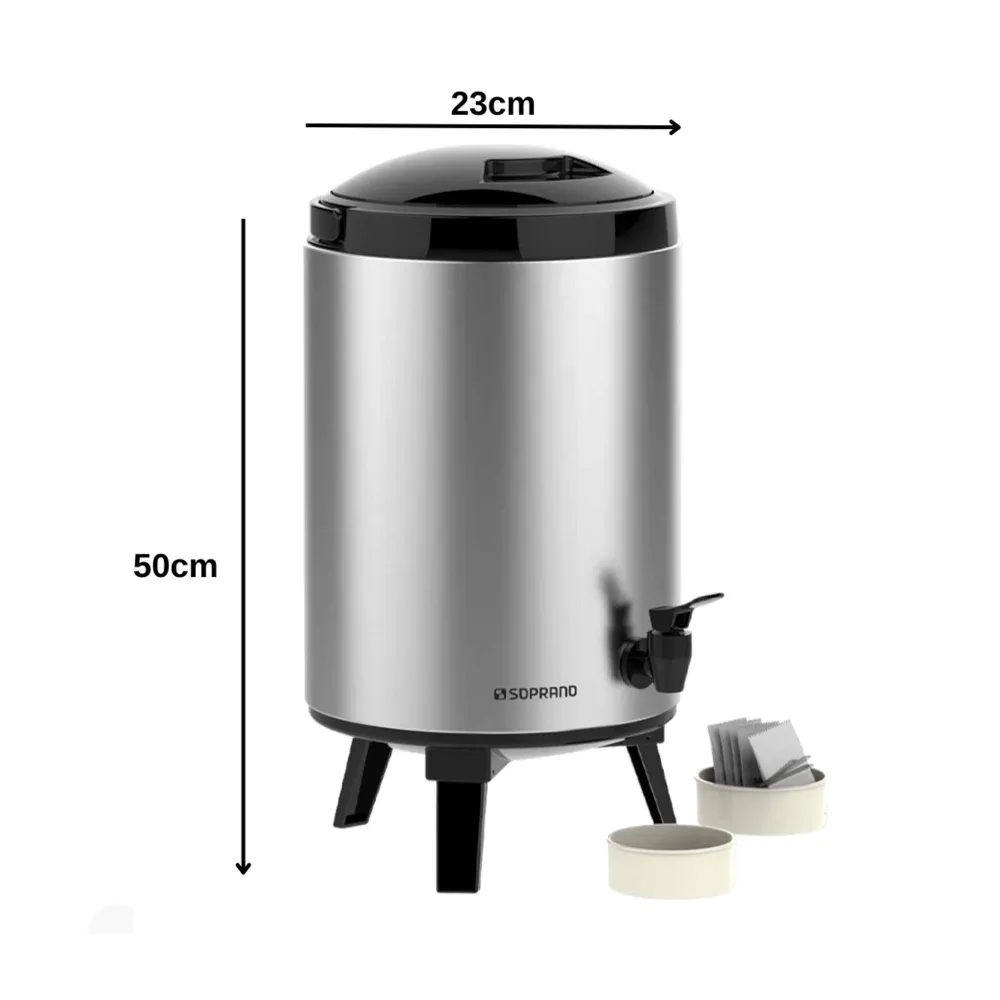 Botijão Térmico Inox 9,5 Litros Preto Soprano