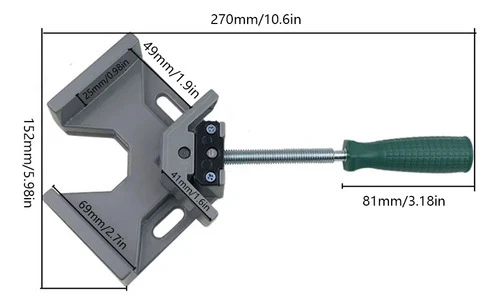 Braçadeira Esquadro Angular Canto 90° Marcenaria Serralheria