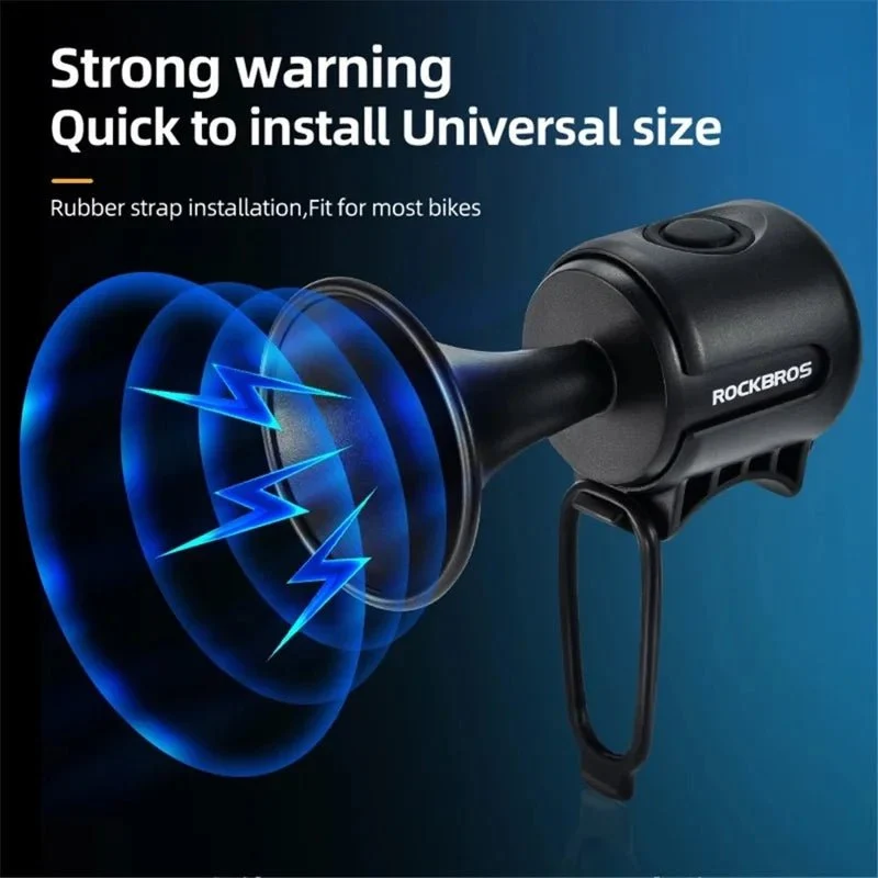 Buzina para bicicleta elétrica ABS + PC, campainha de aviso para ciclismo com alto decibel - Preto