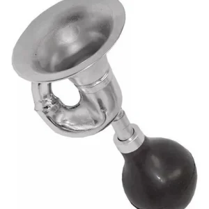 Buzina Trombone Cromado C/pera Borracha Prateado Retrô Prata