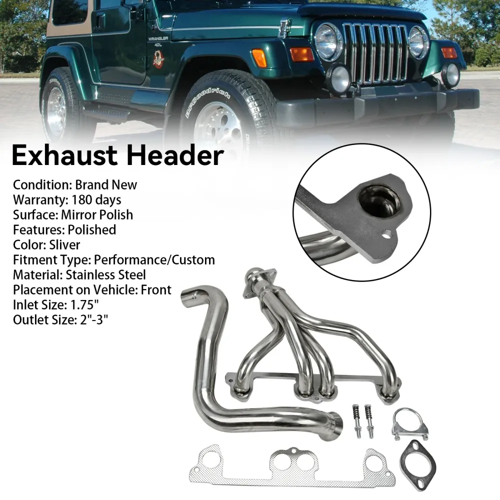 Cabeçalho do coletor de ço inoxidável Jeep Wrangler TJ 1997-1999 2.5L L4