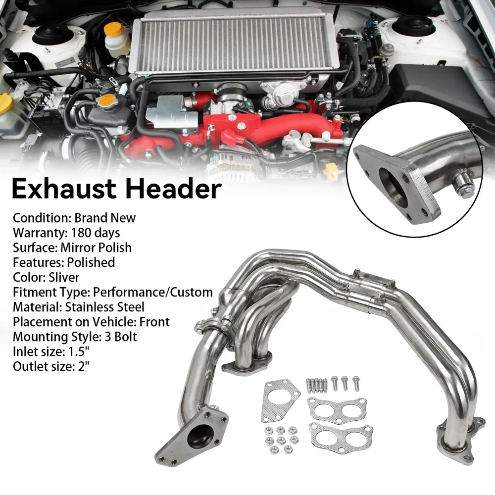 Cabeçalho de escape FIT IMPREZA WRX/STI GDB GG EJ20/EJ25 02-06 ço inoxidável