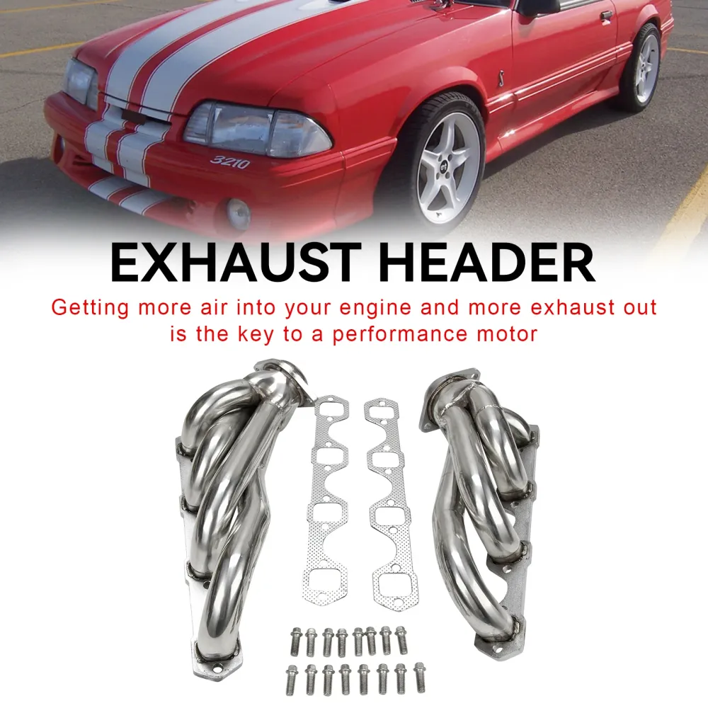 Cabeçalhos do coletor de exaustão de ço inoxidável FIT MUSTANG 5.0 V8 GT/LX/SVT 1979-1993